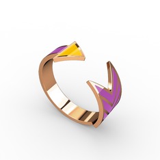 Ok Yüzük - 18 ayar rose altın yüzük (Sarı mineli) #1prp8qi