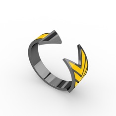 925 ayar siyah rodyum kaplama gümüş yüzük (şeffaf mineli)