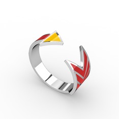 Ok Yüzük - 8 ayar beyaz altın yüzük (Sarı mineli) #1rekhuu