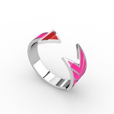 14 ayar beyaz altın yüzük (Kırmızı mineli)