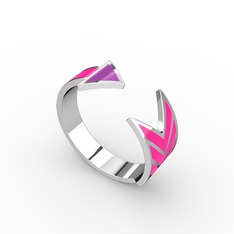 14 ayar beyaz altın yüzük (Menekşe mineli)