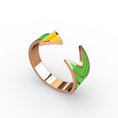 925 ayar rose altın kaplama gümüş yüzük (Sarı mineli)