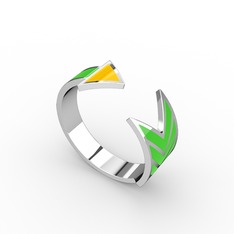 14 ayar beyaz altın yüzük (Sarı mineli)