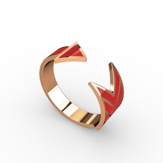 Ok Yüzük - 14 ayar rose altın yüzük (Kırmızı mineli) #898kwr