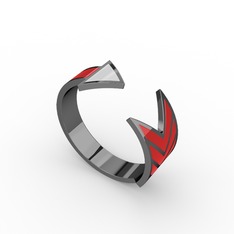 925 ayar siyah rodyum kaplama gümüş yüzük (Beyaz mineli)