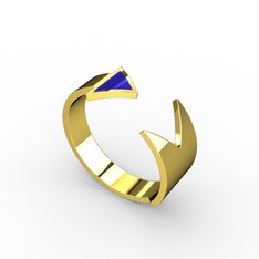 925 ayar altın kaplama gümüş yüzük (Mavi mineli)