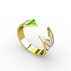 Ok Yüzük - 14 ayar altın yüzük (Neon yeşil mineli) #i1wuyq