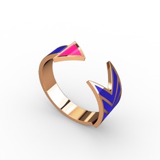 925 ayar rose altın kaplama gümüş yüzük (Neon pembe mineli)