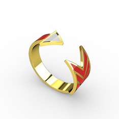 Ok Yüzük - 8 ayar altın yüzük (Beyaz mineli) #o7momi