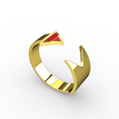 Ok Yüzük - 18 ayar altın yüzük (Kırmızı mineli) #ooa04p