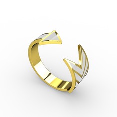 Ok Yüzük - 14 ayar altın yüzük (Beyaz mineli) #qomgs1