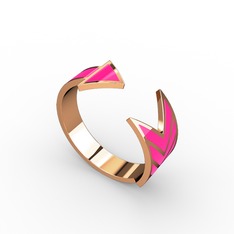 Ok Yüzük - 8 ayar rose altın yüzük (Neon pembe mineli) #qvtv3j