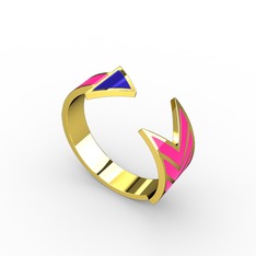 Ok Yüzük - 925 ayar altın kaplama gümüş yüzük (Mavi mineli) #wehynw