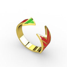 Ok Yüzük - 8 ayar altın yüzük (Neon yeşil mineli) #wr0ot