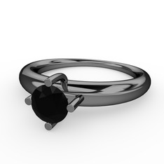 Orbit Tektaş Yüzük - Siyah zirkon 925 ayar siyah rodyum kaplama gümüş yüzük #1osvslr