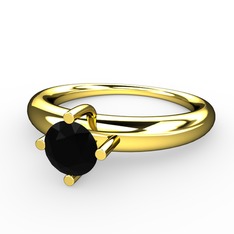 Orbit Tektaş Yüzük - Siyah zirkon 925 ayar altın kaplama gümüş yüzük #kzb28u