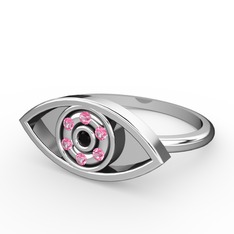 Palmira Göz Yüzük - Siyah zirkon ve pembe kuvars 925 ayar gümüş yüzük #12l9a0