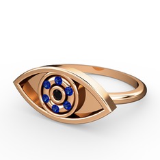 Siyah zirkon ve lab safir 8 ayar rose altın yüzük