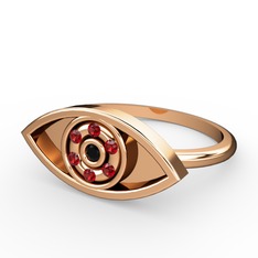 Siyah zirkon ve garnet 8 ayar rose altın yüzük