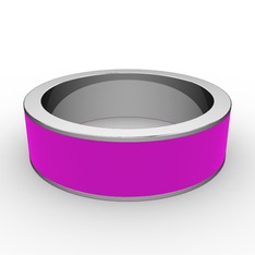 14 ayar beyaz altın yüzük (Neon pembe mineli)