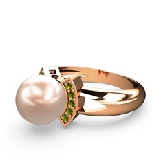 Pembe inci ve peridot 8 ayar rose altın yüzük