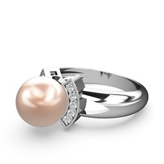 Pembe inci ve swarovski 18 ayar beyaz altın yüzük