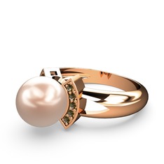 Lina İnci Yüzük - Pembe inci ve dumanlı kuvars 14 ayar rose altın yüzük #1j5phz8