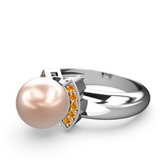 Pembe inci ve sitrin 925 ayar gümüş yüzük