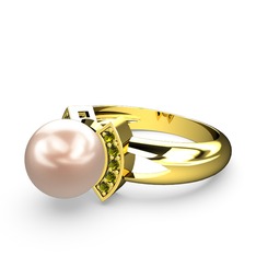 Pembe inci ve peridot 925 ayar altın kaplama gümüş yüzük