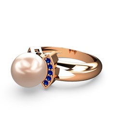 Lina İnci Yüzük - Pembe inci ve lab safir 8 ayar rose altın yüzük #hjrxy5