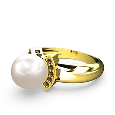 Lina İnci Yüzük - Inci ve dumanlı kuvars 925 ayar altın kaplama gümüş yüzük #mrggvn