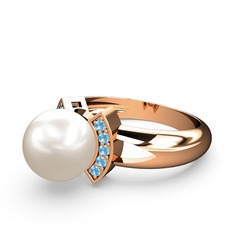 Lina İnci Yüzük - Inci ve akuamarin 8 ayar rose altın yüzük #ycu6p2