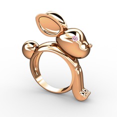 Rex Tavşan Yüzük - Pembe kuvars 18 ayar rose altın yüzük #16a4jy4