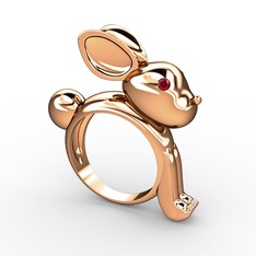 Rex Tavşan Yüzük - Garnet 8 ayar rose altın yüzük #1o5r13m
