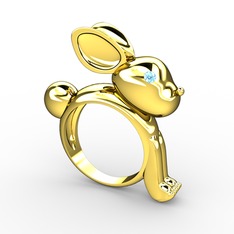 Rex Tavşan Yüzük - Akuamarin 8 ayar altın yüzük #txkxxk