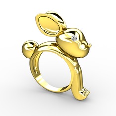 Rex Tavşan Yüzük - Pırlanta 925 ayar altın kaplama gümüş yüzük (0.0176 karat) #wu25au