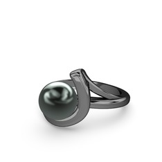 Muur İnci Yüzük - Siyah inci 925 ayar siyah rodyum kaplama gümüş yüzük #1cb1s6f