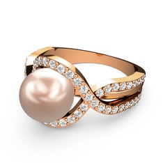 Pembe inci ve swarovski 8 ayar rose altın yüzük