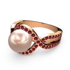 Lima İnci Yüzük - Pembe inci ve rodolit garnet 8 ayar rose altın yüzük #hetbu3