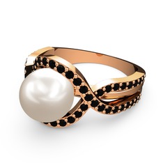 Lima İnci Yüzük - Inci ve siyah zirkon 14 ayar rose altın yüzük #rbqlfs