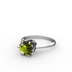 Peridot 18 ayar beyaz altın yüzük