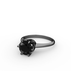 Alvina Tektaş Yüzük - Siyah zirkon 925 ayar siyah rodyum kaplama gümüş yüzük #1u5sk5s
