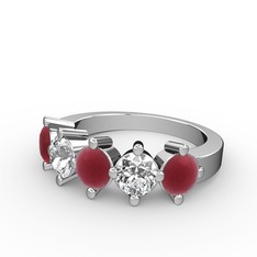 Kök yakut ve swarovski 8 ayar beyaz altın yüzük