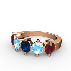 5 Taşlı Yüzük - Lab safir, akuamarin ve garnet 8 ayar rose altın yüzük #11qynjg