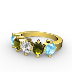 Swarovski, peridot ve akuamarin 18 ayar altın yüzük