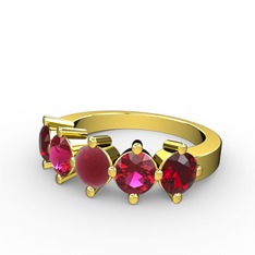 Kök yakut, rodolit garnet ve garnet 8 ayar altın yüzük
