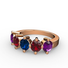 Lab safir, garnet ve ametist 14 ayar rose altın yüzük