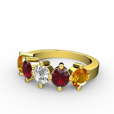 Pırlanta, garnet ve sitrin 18 ayar altın yüzük (0.66 karat)