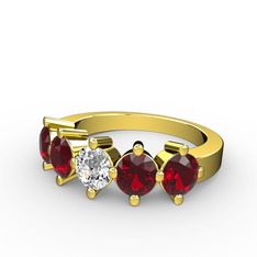 Swarovski ve garnet 14 ayar altın yüzük