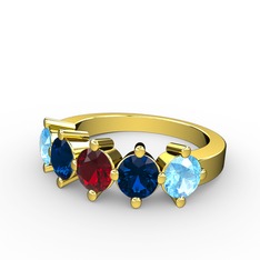 5 Taşlı Yüzük - Garnet, lab safir ve akuamarin 8 ayar altın yüzük #1azlu5p